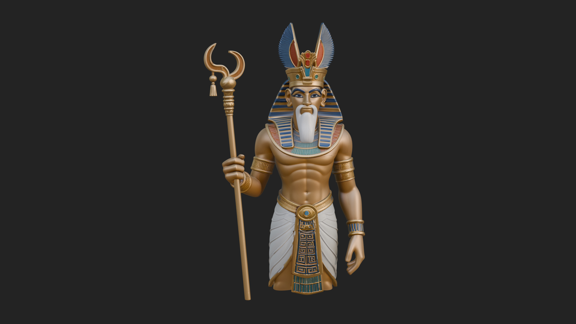 Egyptian Pharaoh Standing Statue Design 15 3D Print Model 3D Model