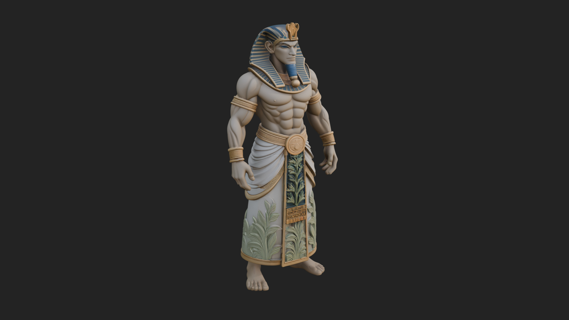 Egyptian Pharaoh Standing Statue Design 16 3D Print Model 3D Model