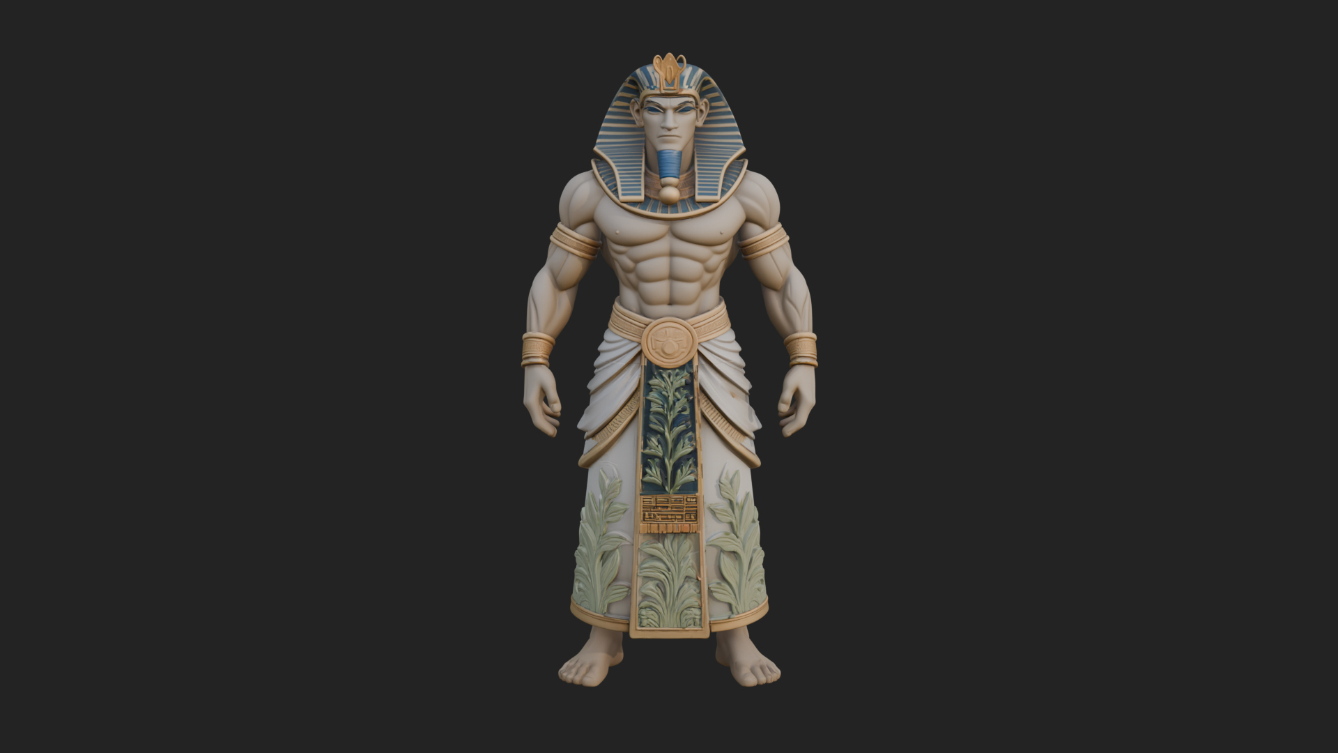 Egyptian Pharaoh Standing Statue Design 16 3D Print Model 3D Model