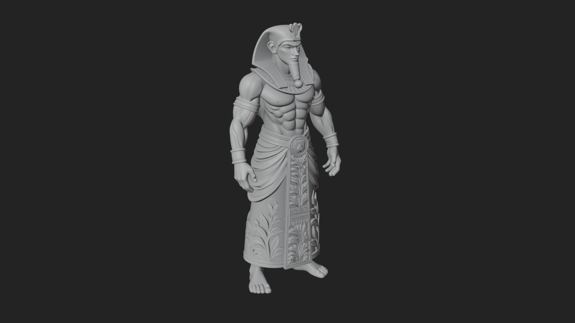 Egyptian Pharaoh Standing Statue Design 16 3D Print Model 3D Model