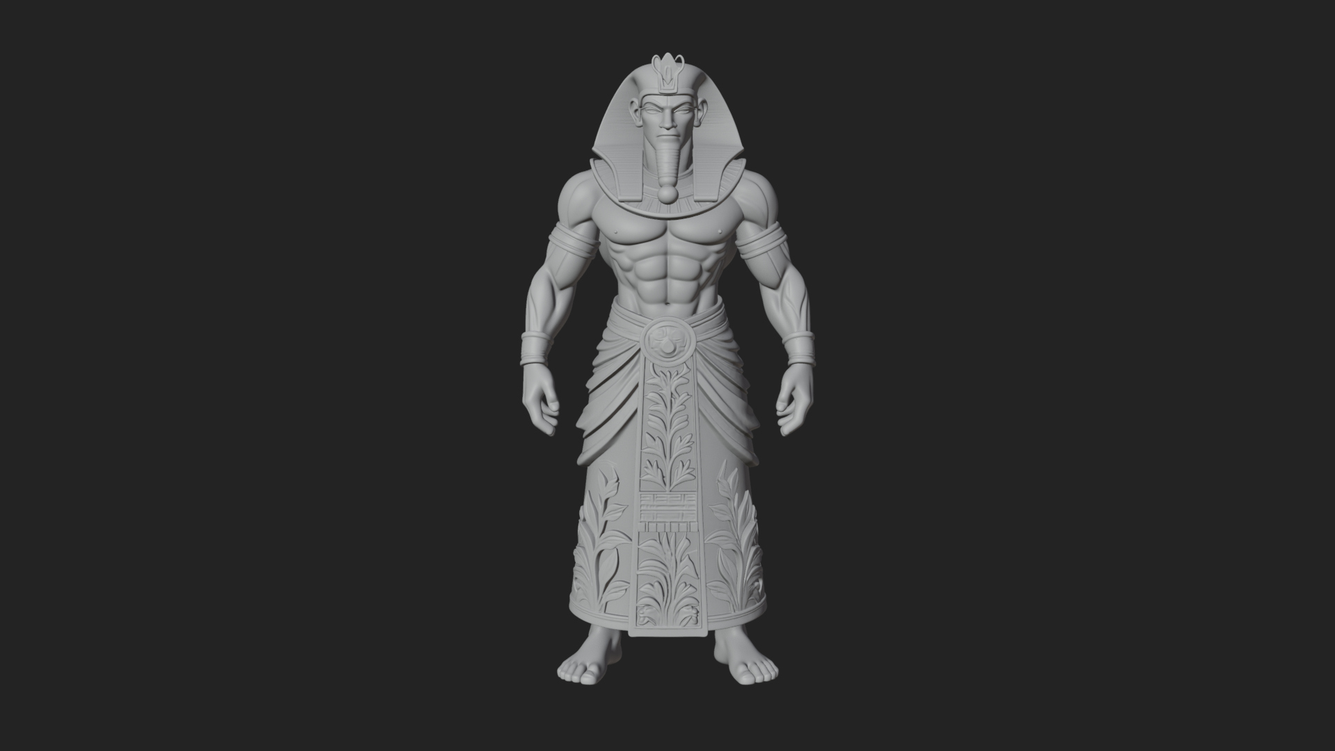 Egyptian Pharaoh Standing Statue Design 16 3D Print Model 3D Model
