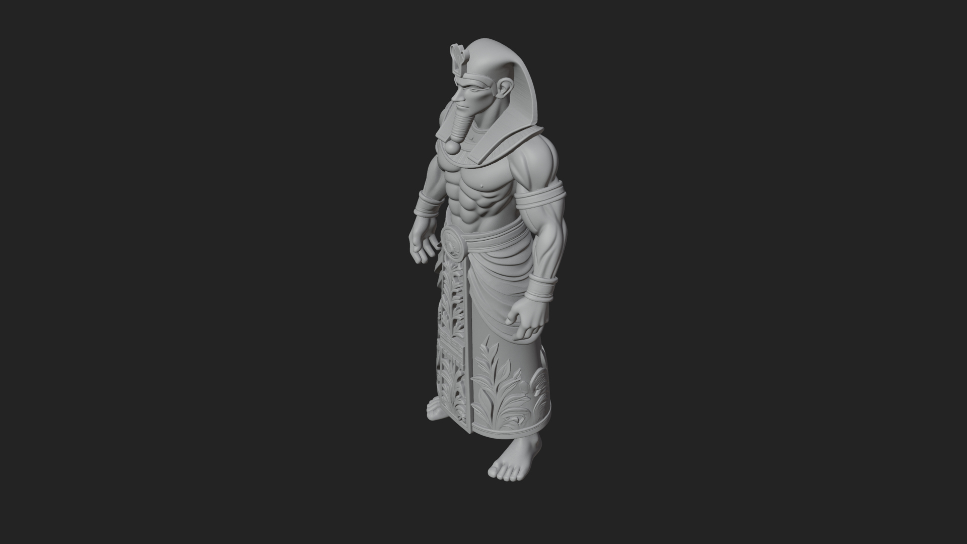 Egyptian Pharaoh Standing Statue Design 16 3D Print Model 3D Model
