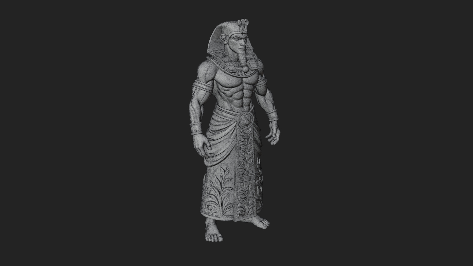 Egyptian Pharaoh Standing Statue Design 16 3D Print Model 3D Model