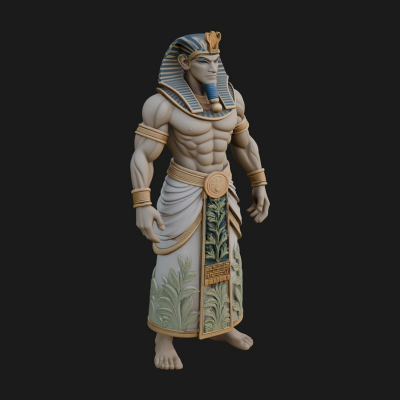 Egyptian Pharaoh Standing Statue Design 16 3D Print Model