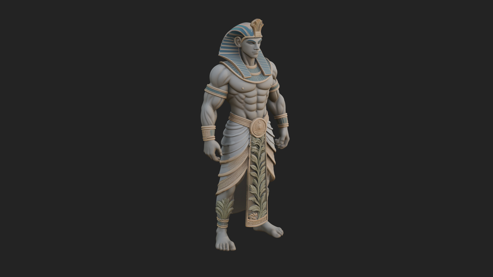 Egyptian Pharaoh Standing Statue Design 18 3D Print Model 3D Model