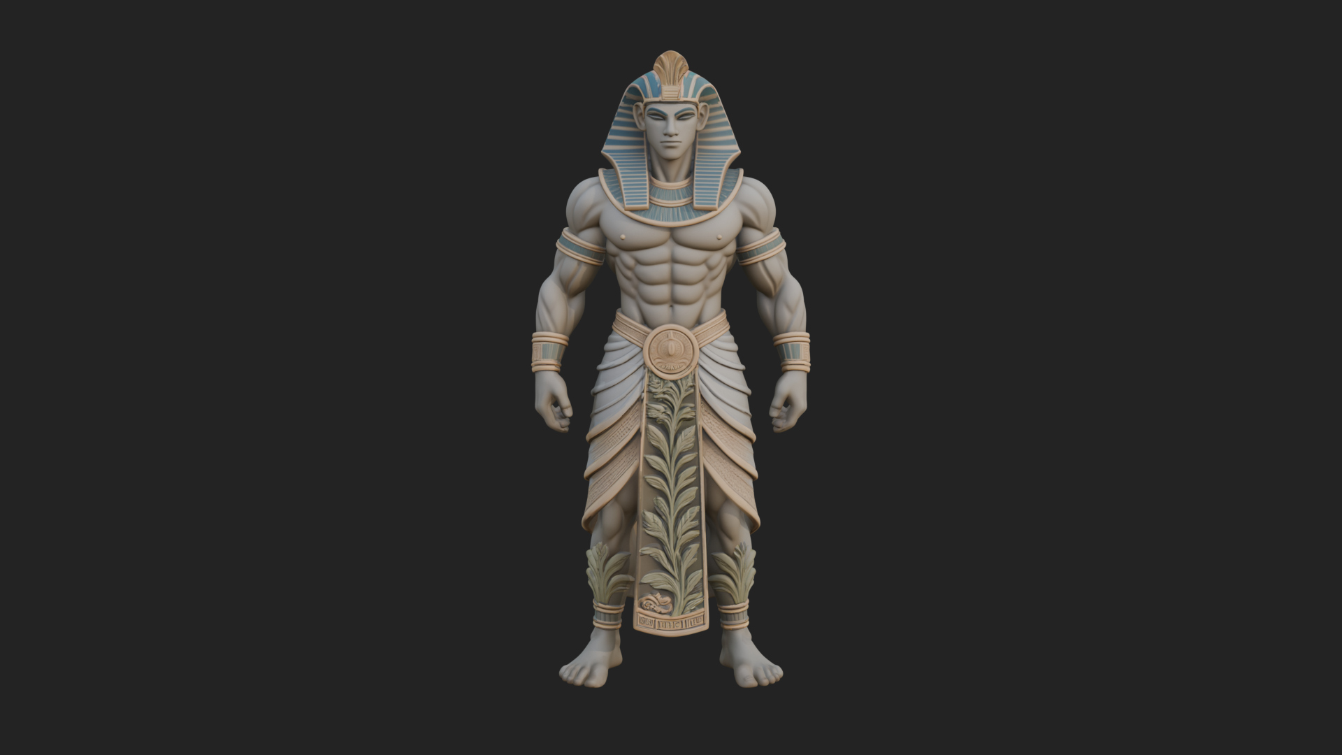 Egyptian Pharaoh Standing Statue Design 18 3D Print Model 3D Model
