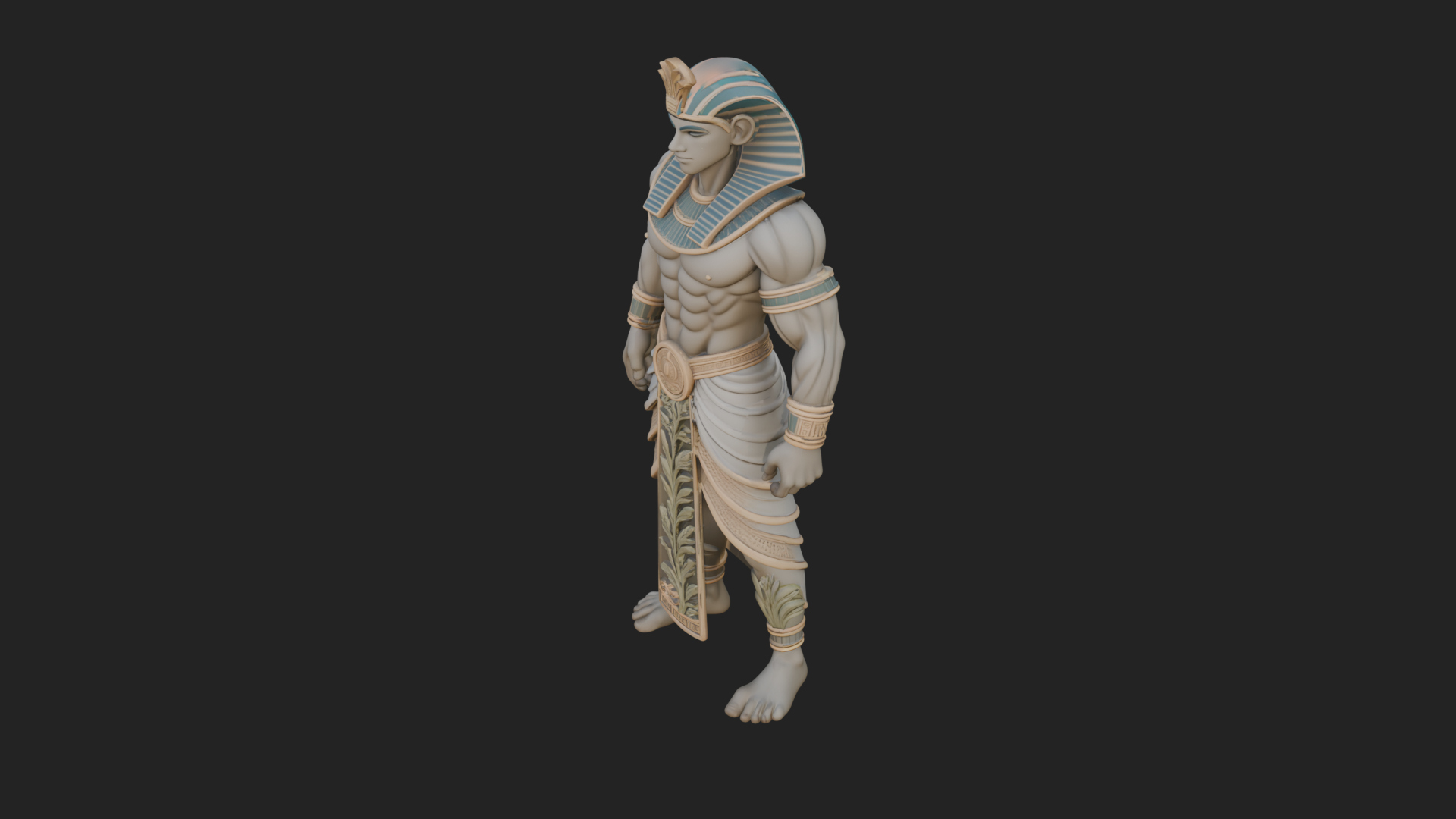 Egyptian Pharaoh Standing Statue Design 18 3D Print Model 3D Model