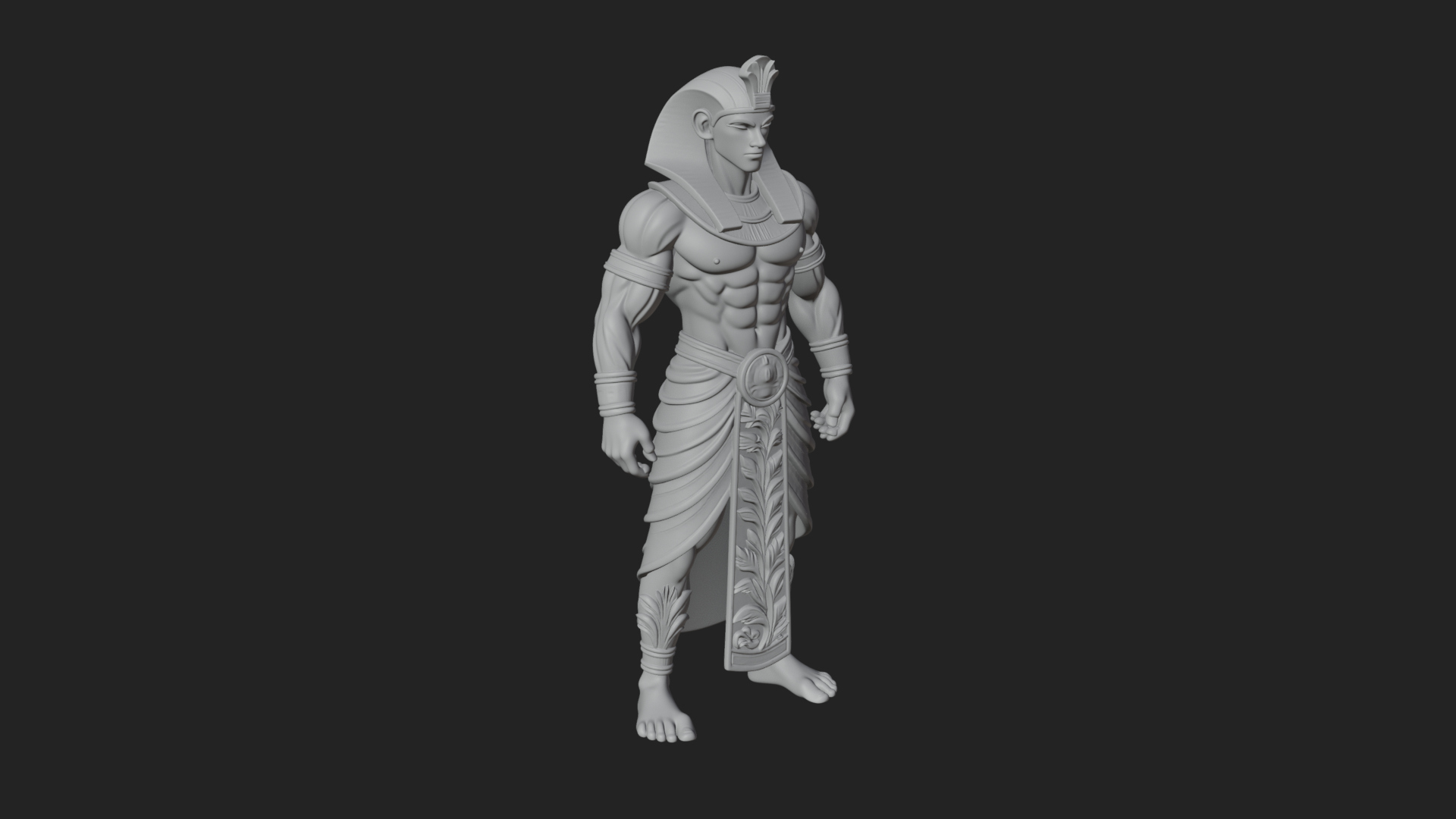 Egyptian Pharaoh Standing Statue Design 18 3D Print Model 3D Model