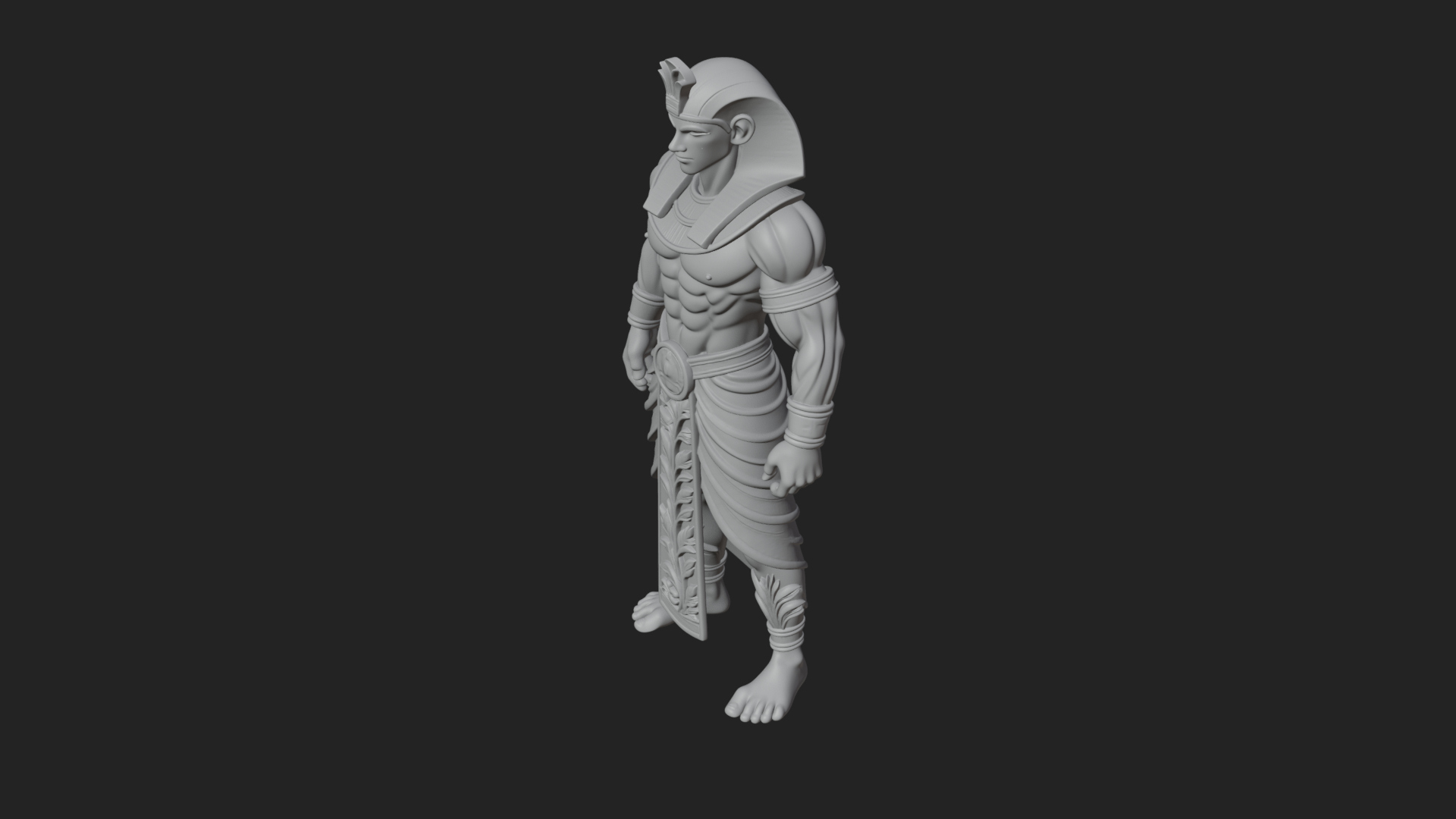 Egyptian Pharaoh Standing Statue Design 18 3D Print Model 3D Model