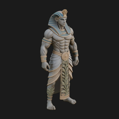 Egyptian Pharaoh Standing Statue Design 18 3D Print Model