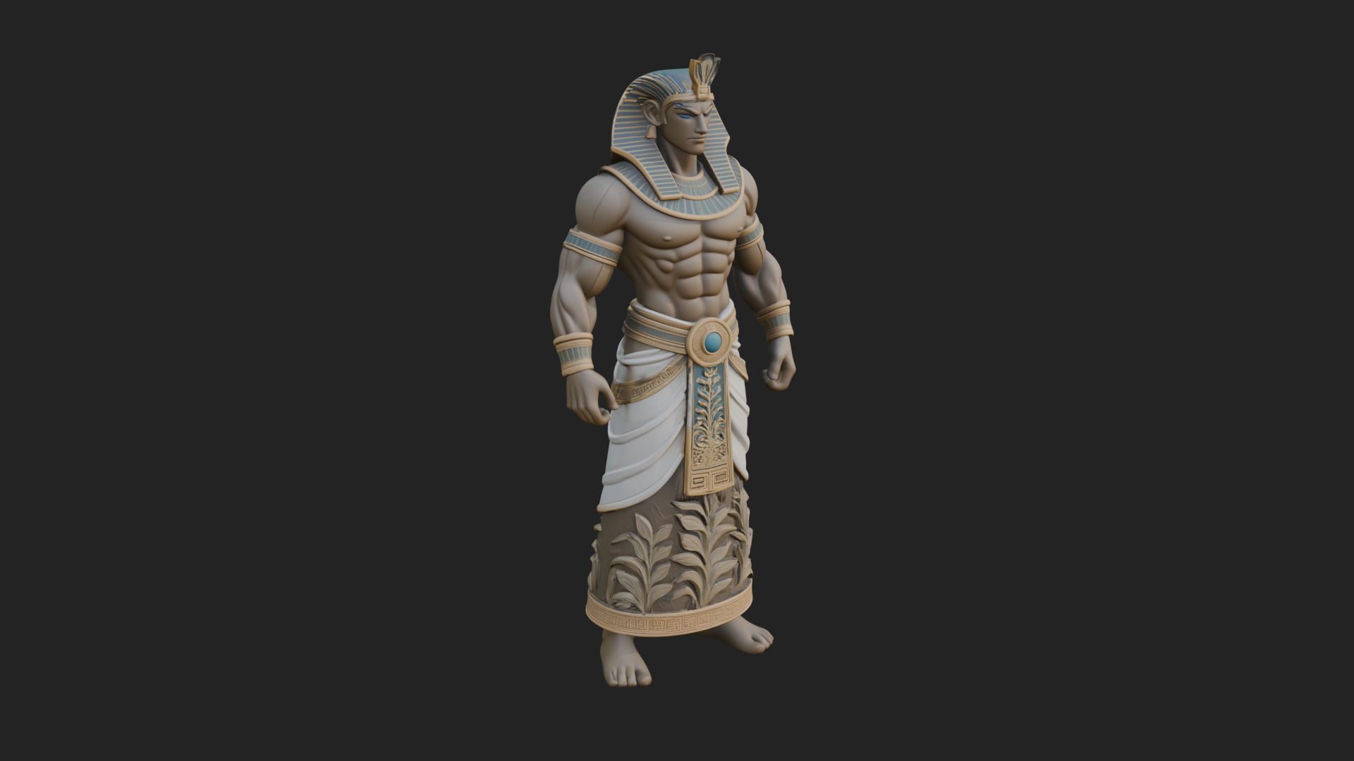 Egyptian Pharaoh Standing Statue Design 19 3D Print Model 3D Model