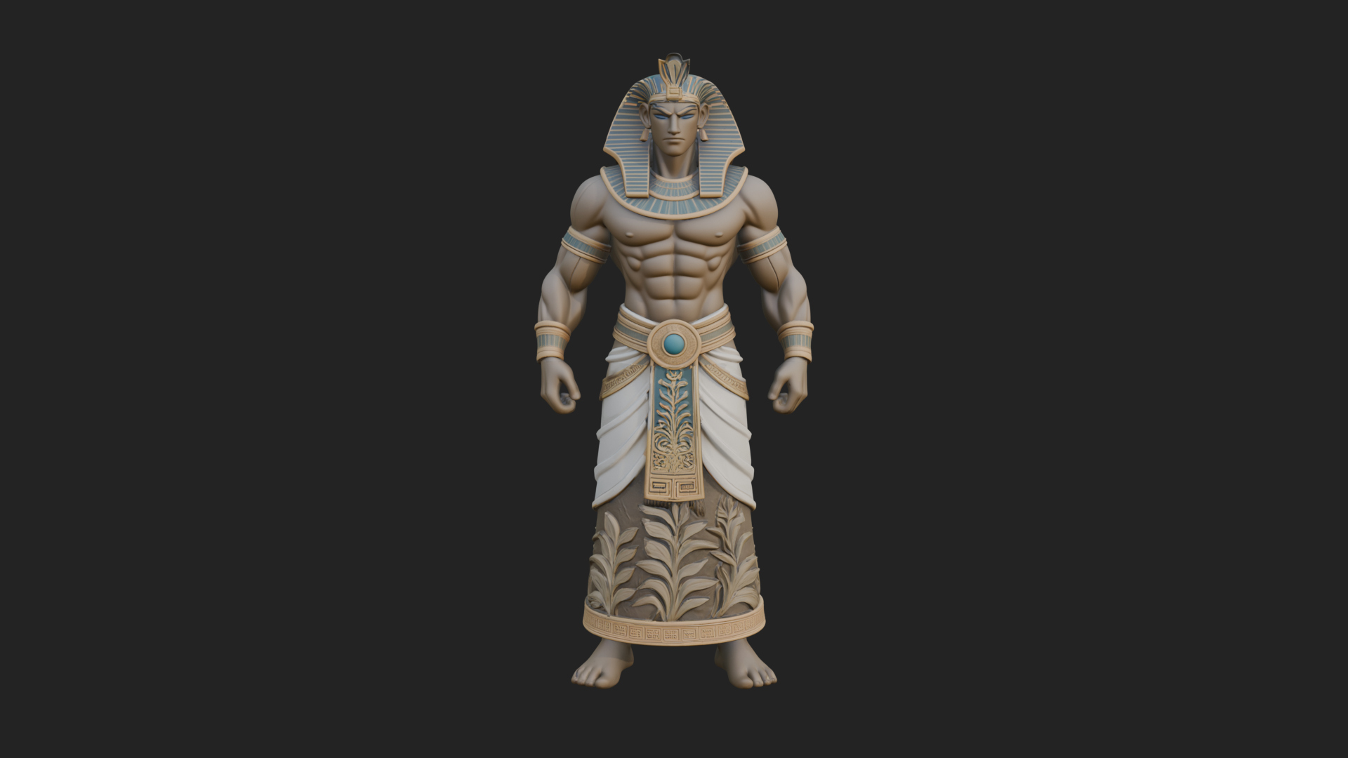 Egyptian Pharaoh Standing Statue Design 19 3D Print Model 3D Model