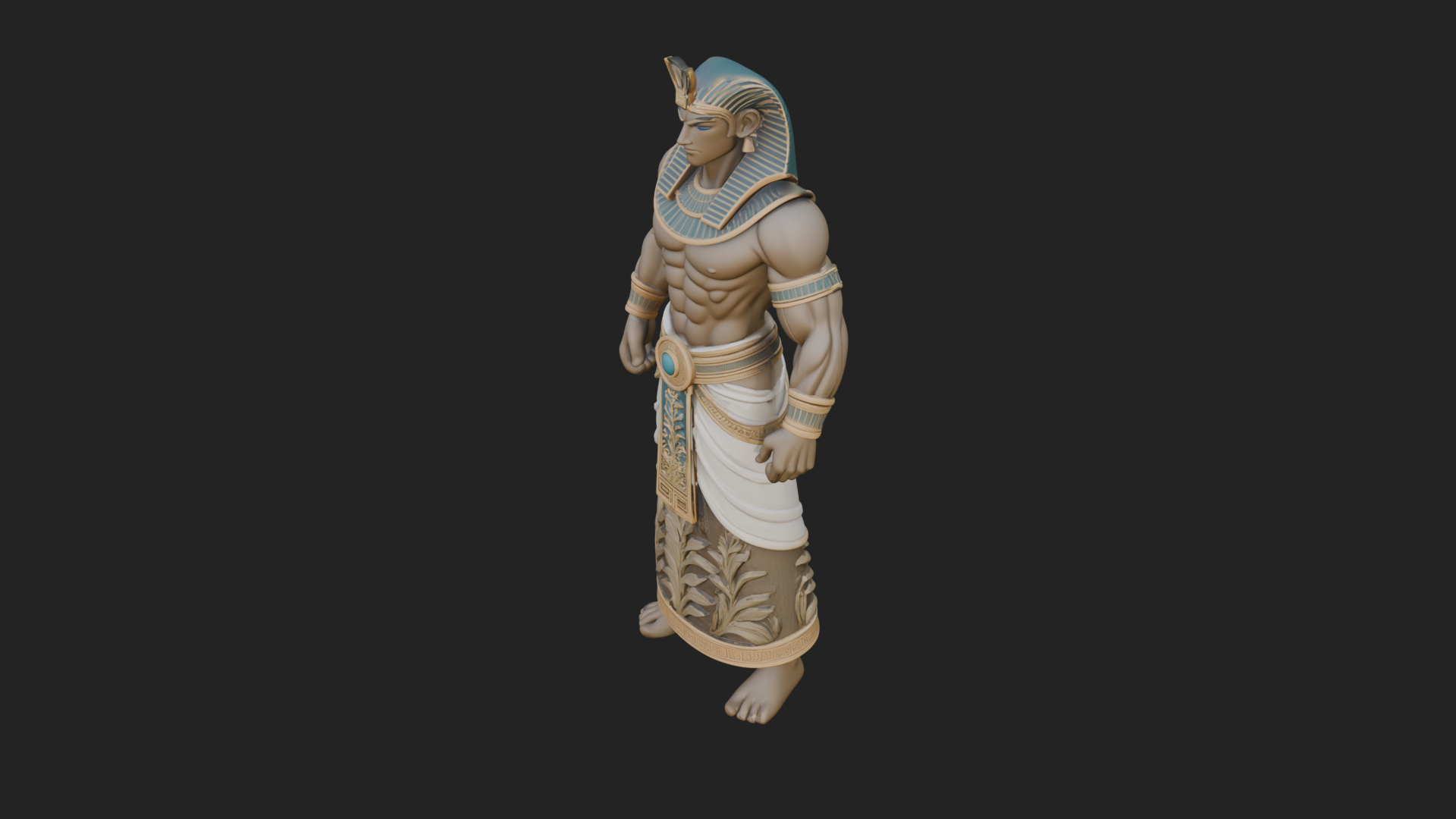 Egyptian Pharaoh Standing Statue Design 19 3D Print Model 3D Model