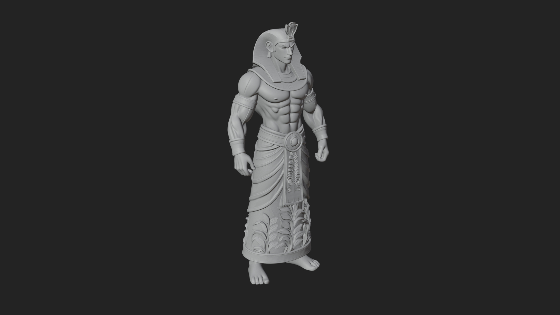 Egyptian Pharaoh Standing Statue Design 19 3D Print Model 3D Model