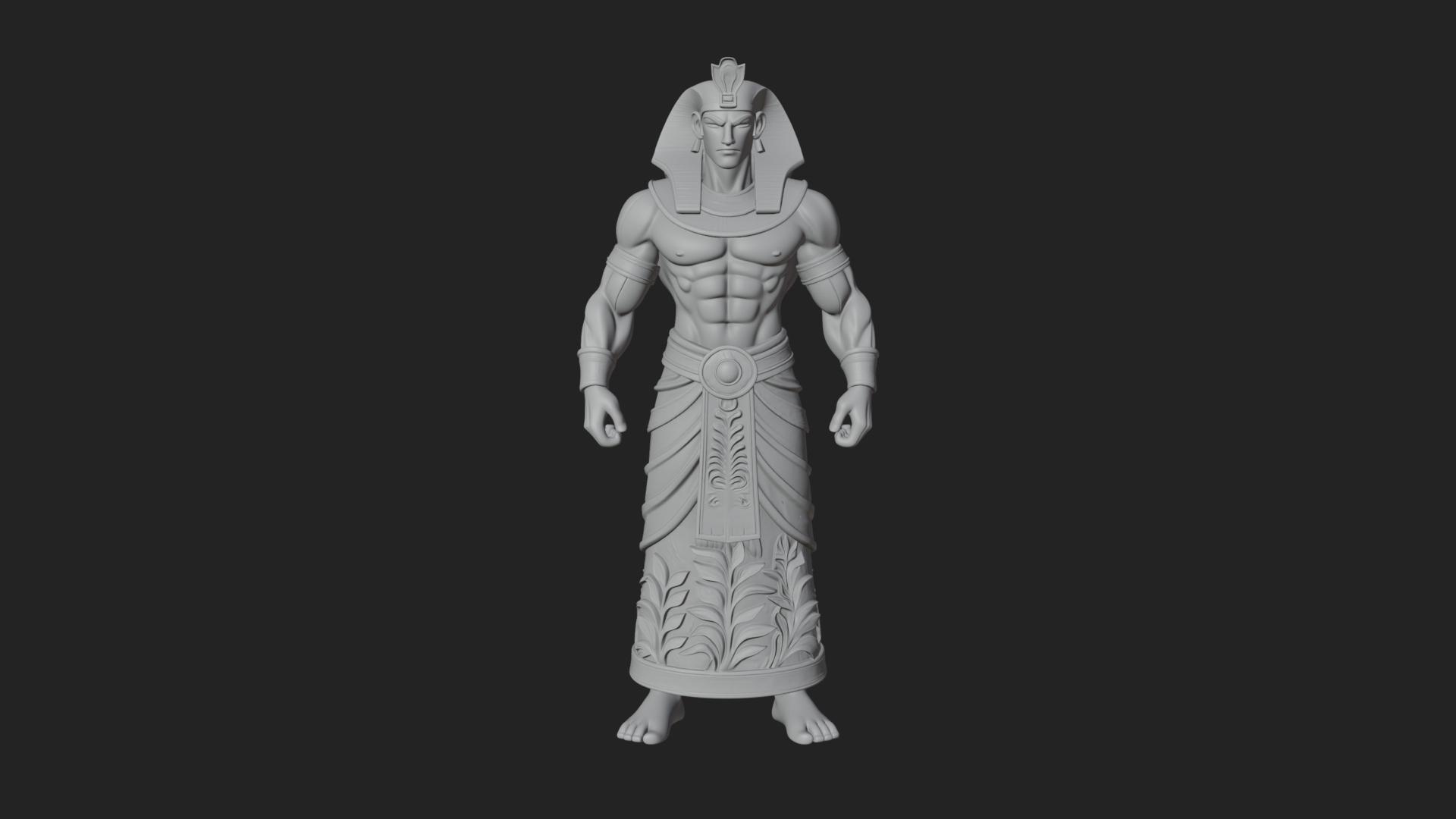 Egyptian Pharaoh Standing Statue Design 19 3D Print Model 3D Model