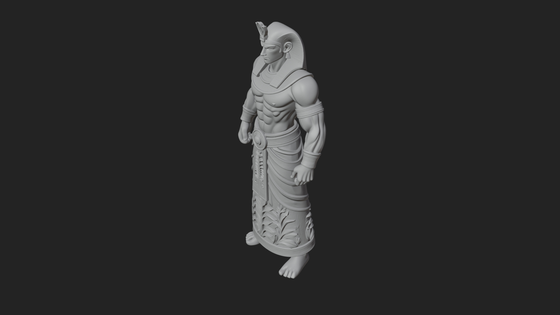 Egyptian Pharaoh Standing Statue Design 19 3D Print Model 3D Model