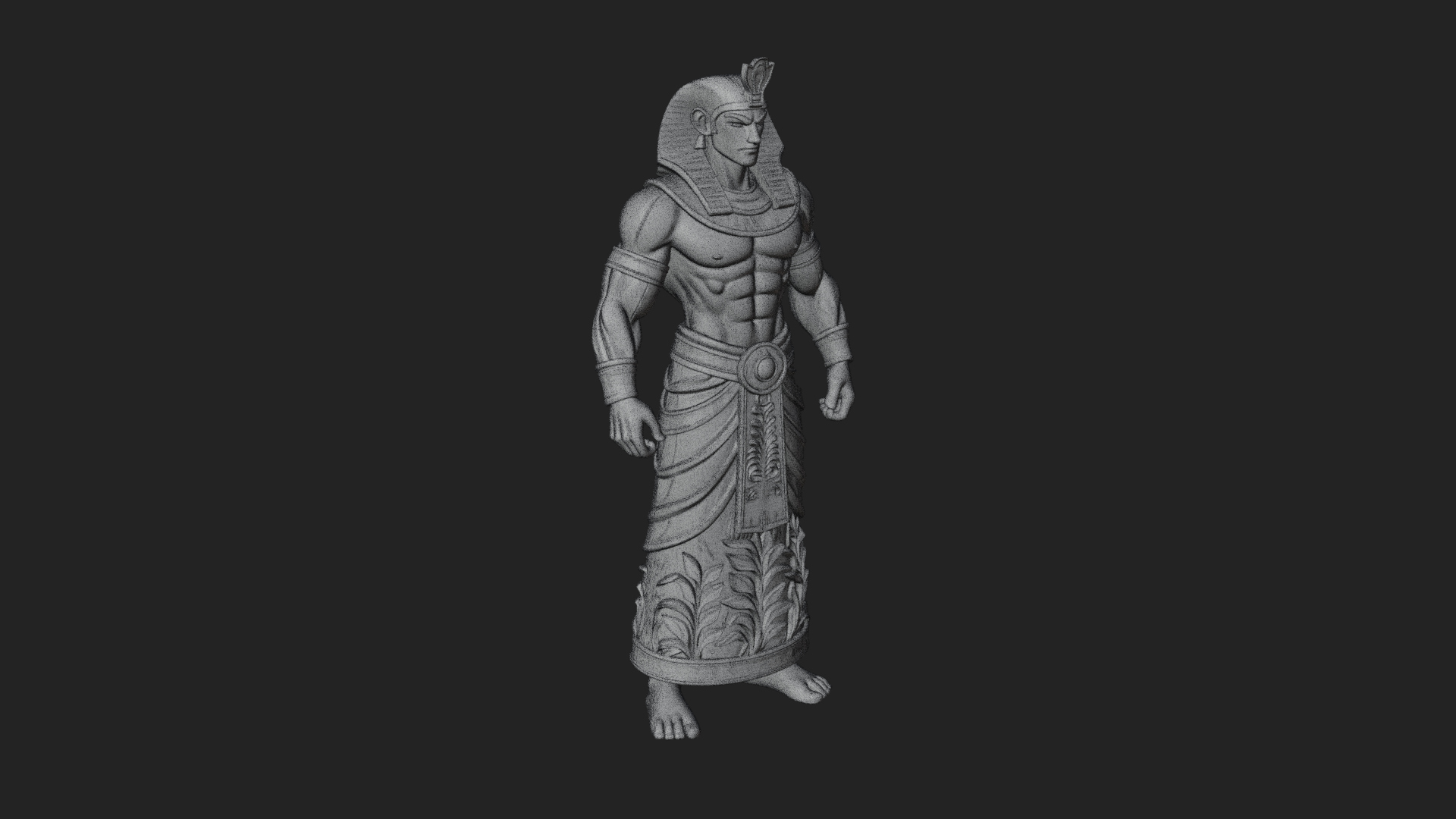 Egyptian Pharaoh Standing Statue Design 19 3D Print Model 3D Model