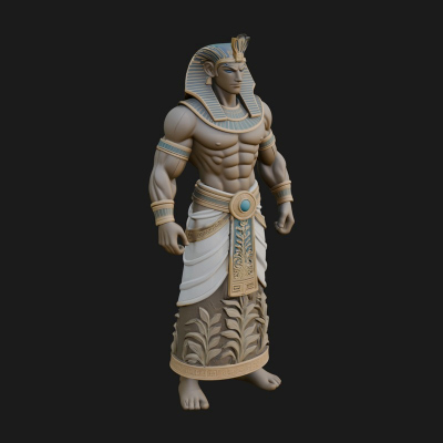 Egyptian Pharaoh Standing Statue Design 19 3D Print Model