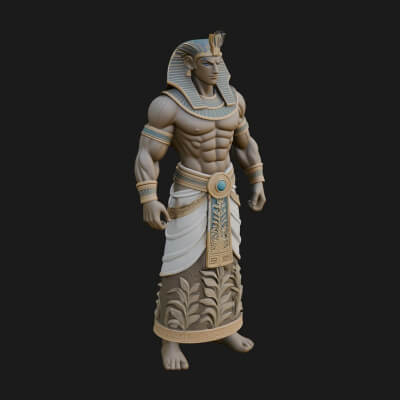 Egyptian Pharaoh Standing Statue Design 19 3D Print Model