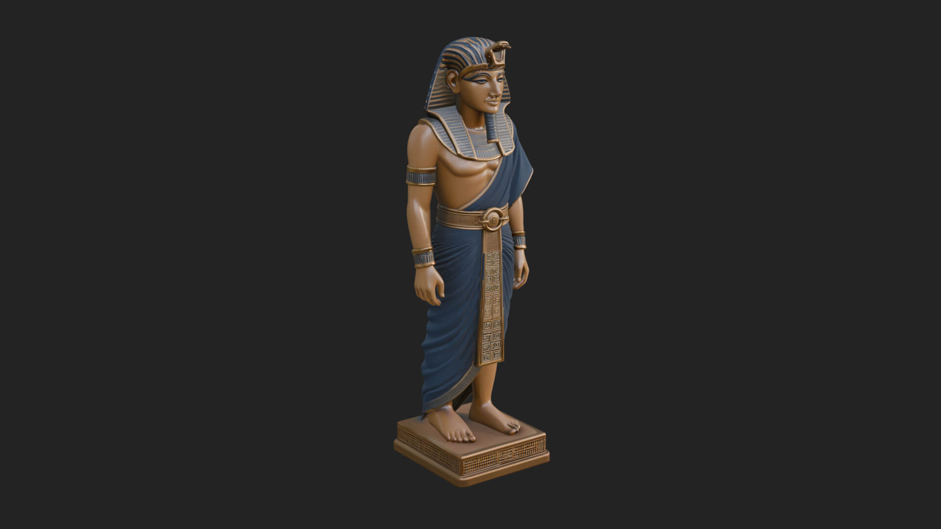 Egyptian Pharaoh Standing Statue Design 22 3D Print Model 3D Model