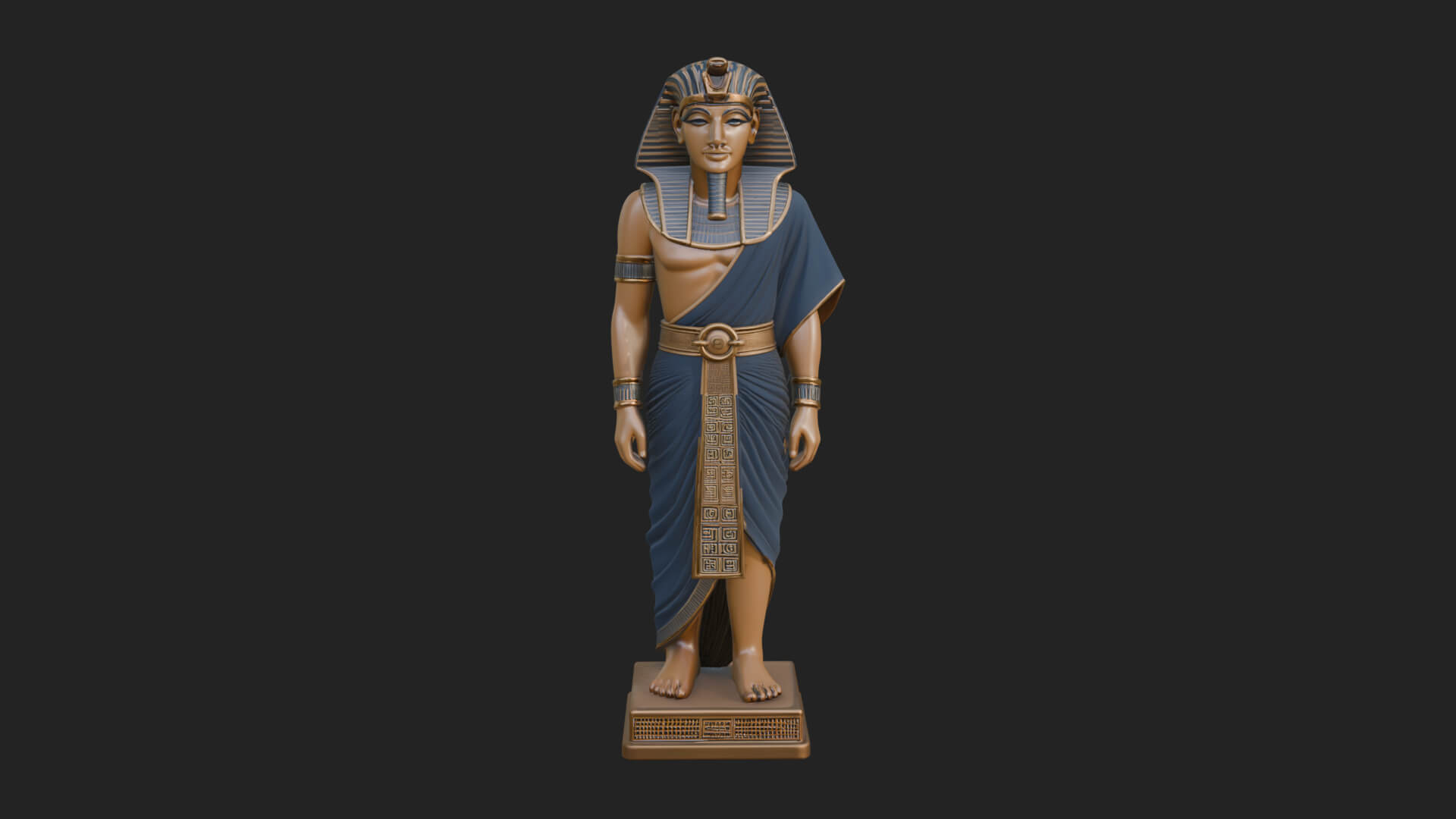 Egyptian Pharaoh Standing Statue Design 22 3D Print Model 3D Model