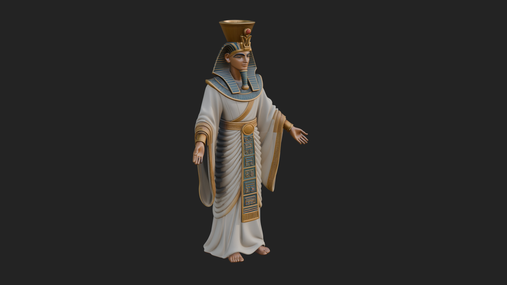 Egyptian Pharaoh Standing Statue Design 5 3D Print Model 3D Model