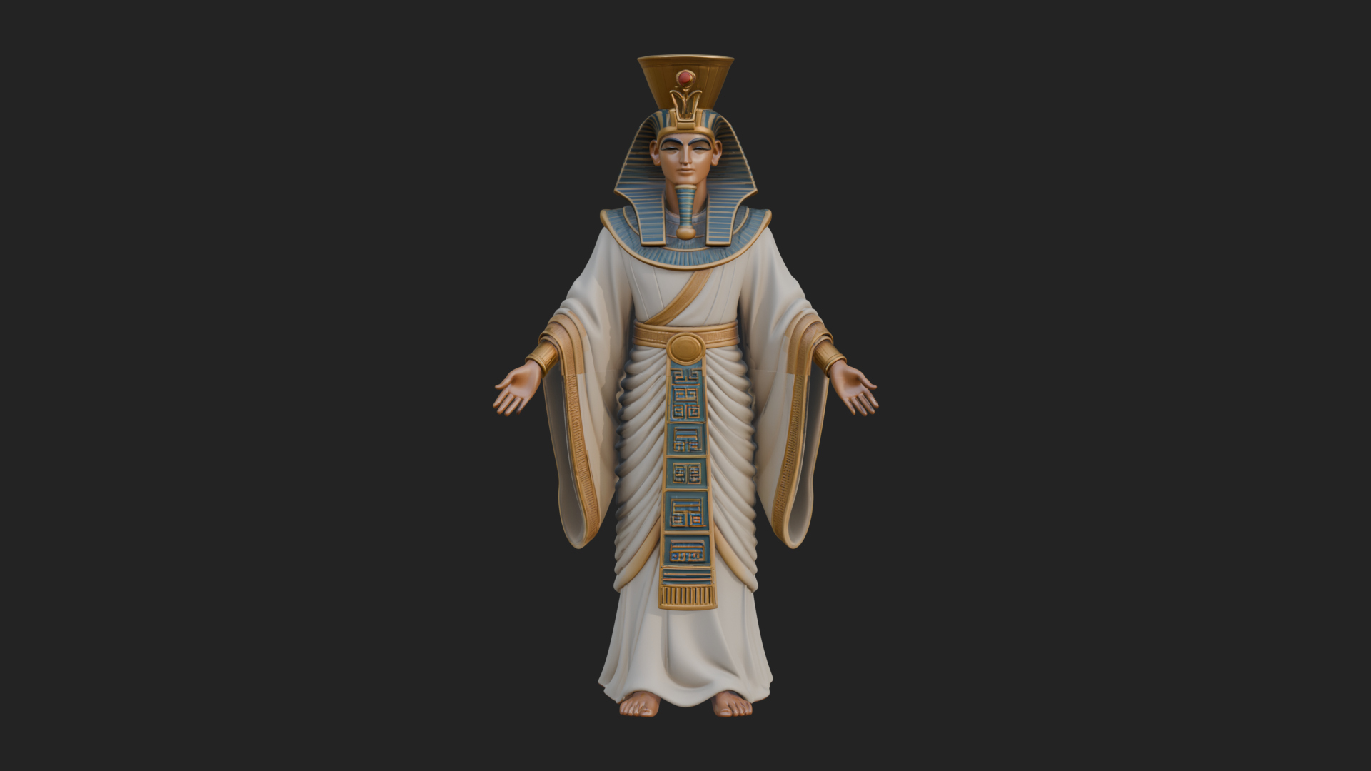 Egyptian Pharaoh Standing Statue Design 5 3D Print Model 3D Model