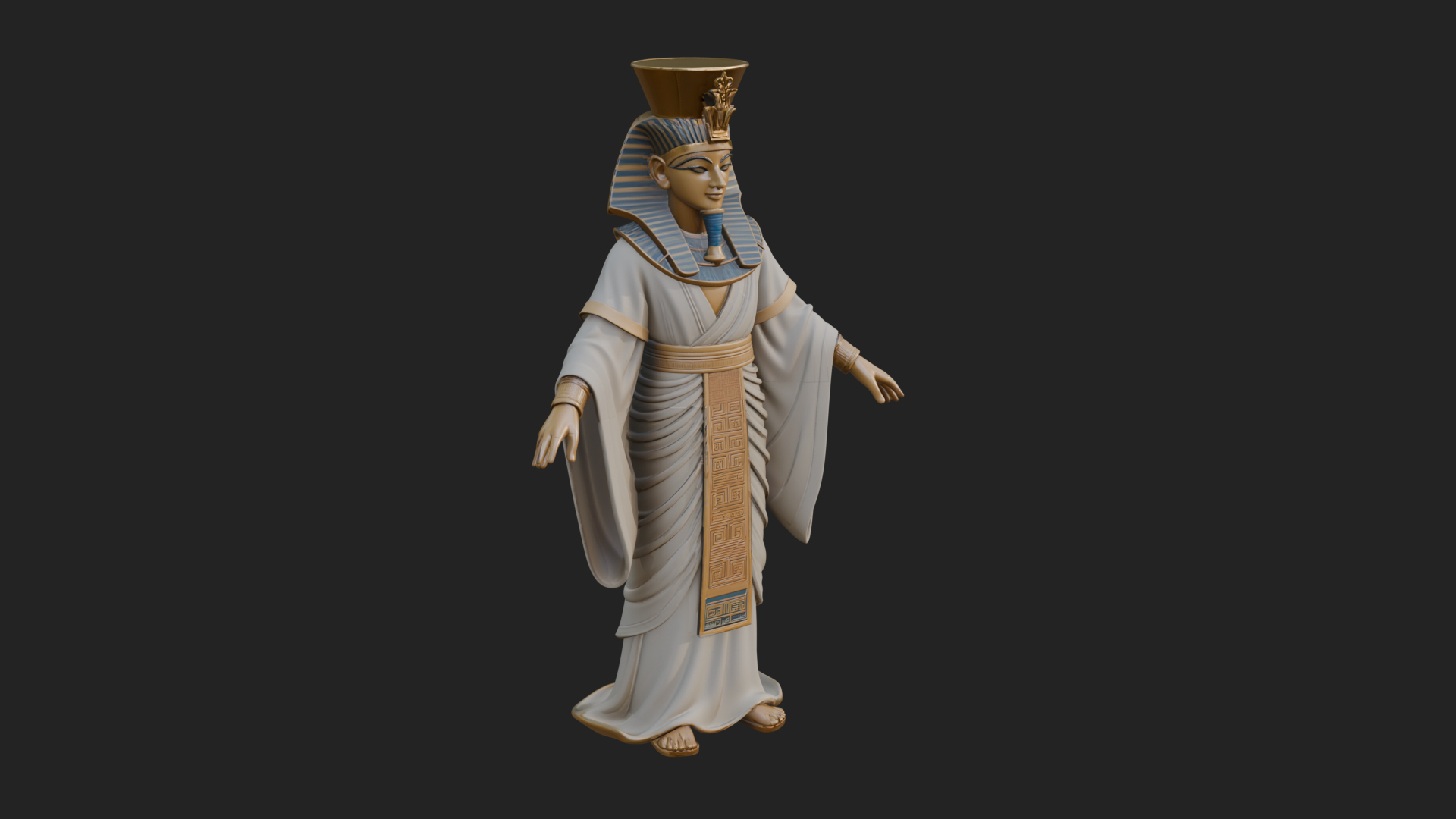 Egyptian Pharaoh Standing Statue Design 6 3D Print Model 3D Model