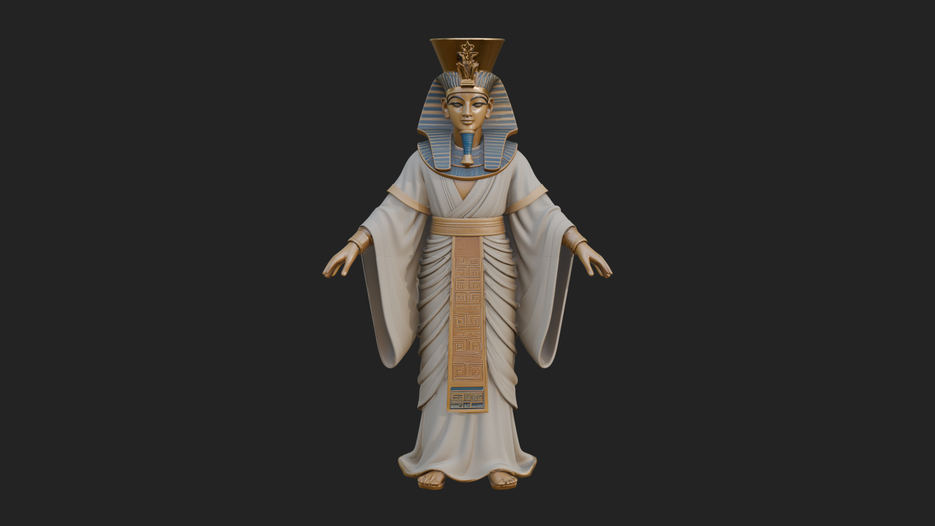 Egyptian Pharaoh Standing Statue Design 6 3D Print Model 3D Model