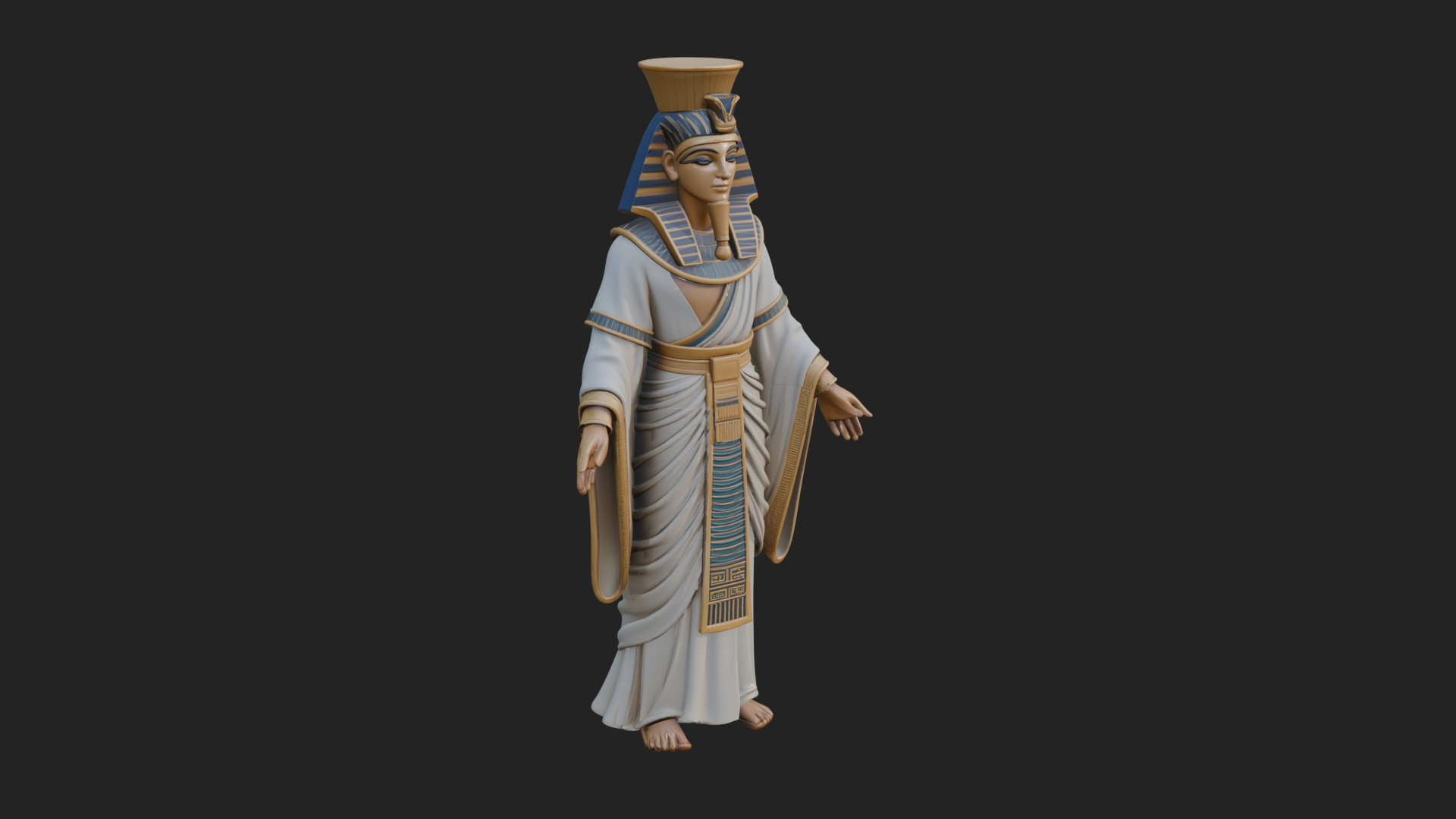 Egyptian Pharaoh Standing Statue Design 7 3D Print Model 3D Model