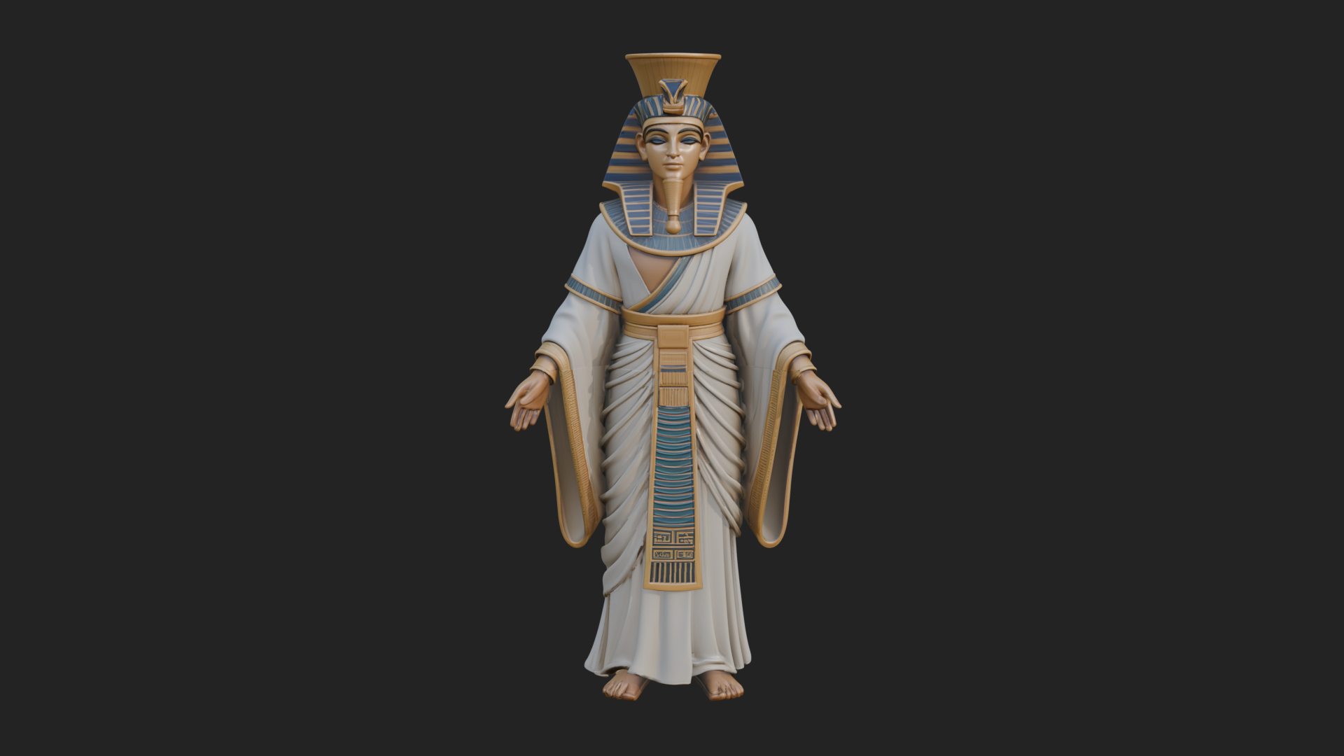 Egyptian Pharaoh Standing Statue Design 7 3D Print Model 3D Model