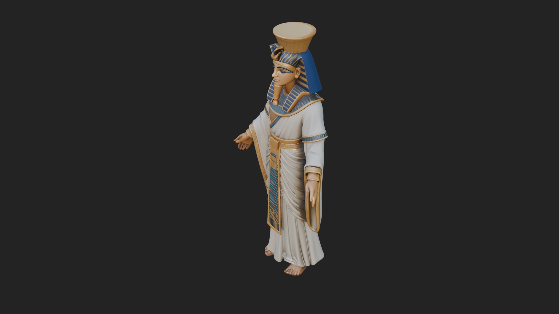 Egyptian Pharaoh Standing Statue Design 7 3D Print Model 3D Model