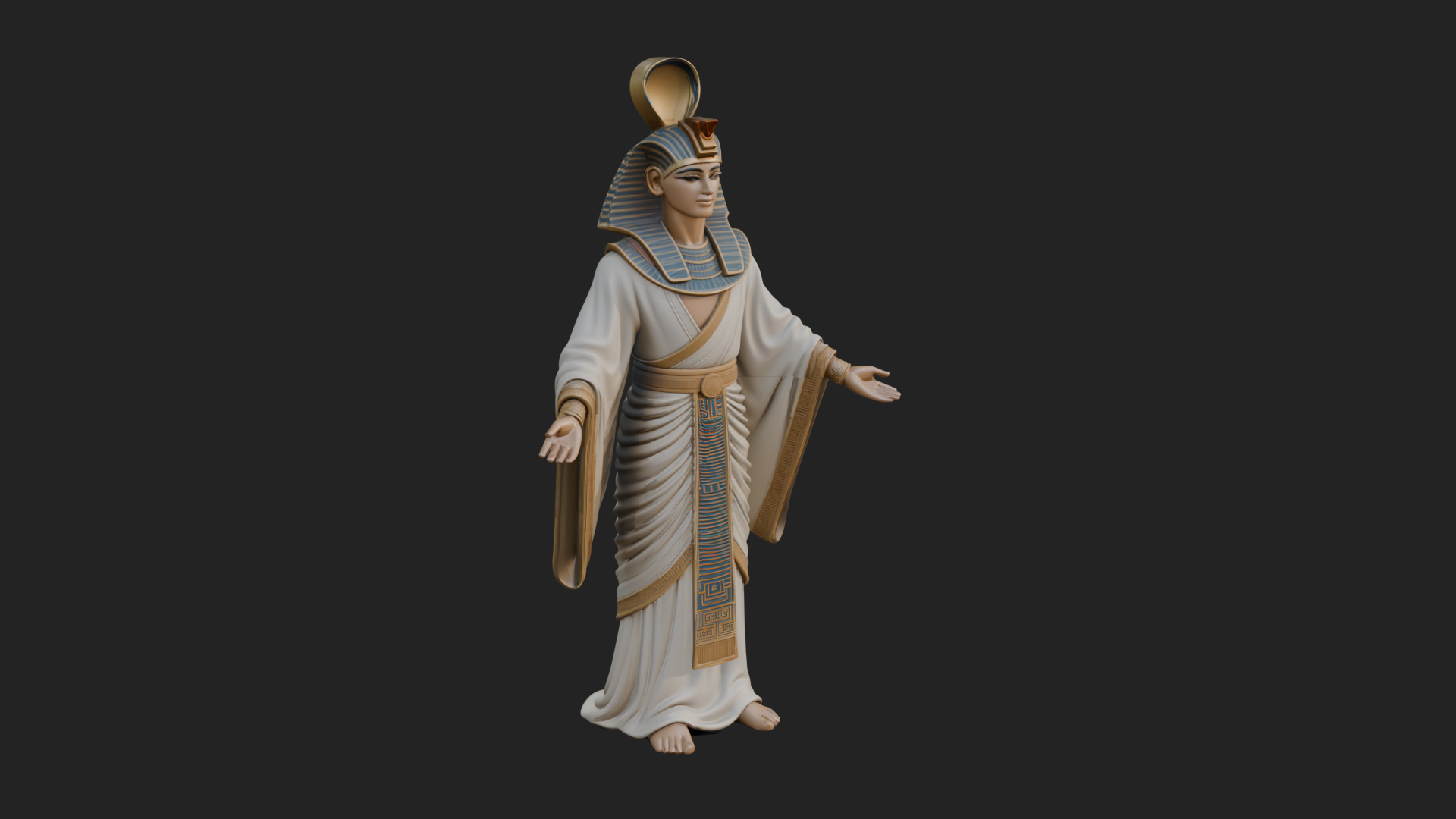 Egyptian Pharaoh Standing Statue Design 8 3D Print Model 3D Model