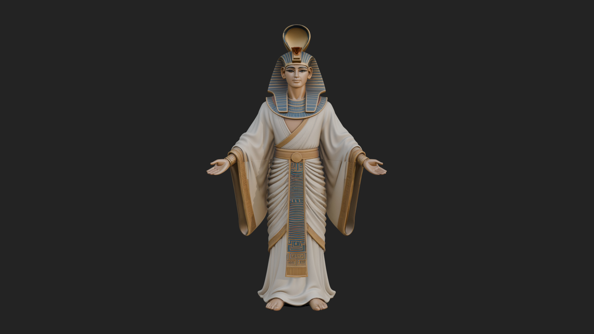 Egyptian Pharaoh Standing Statue Design 8 3D Print Model 3D Model