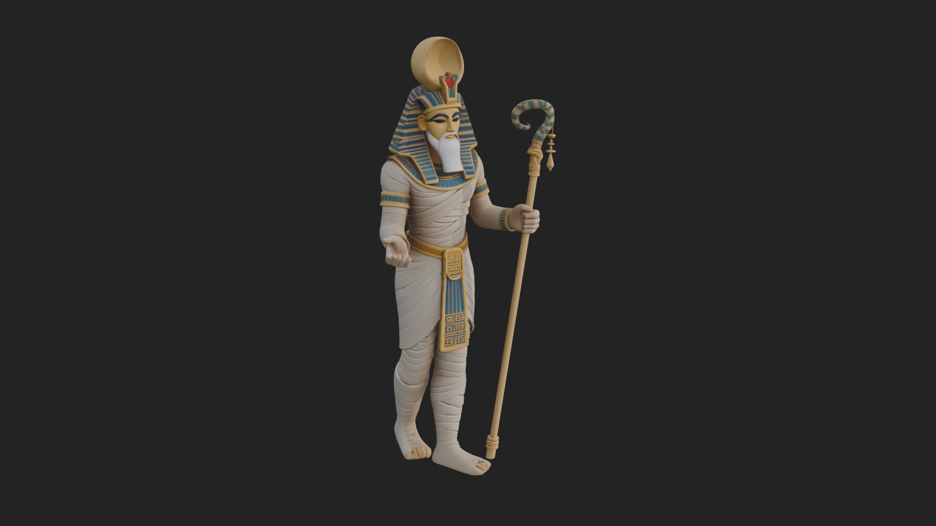 Egyptian Pharaoh Standing Statue Design 9 3D Print Model 3D Model