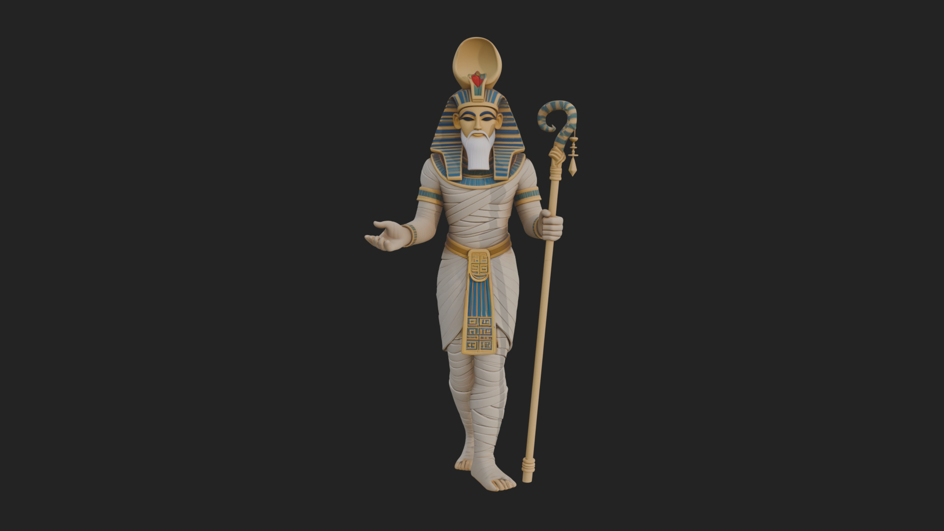 Egyptian Pharaoh Standing Statue Design 9 3D Print Model 3D Model