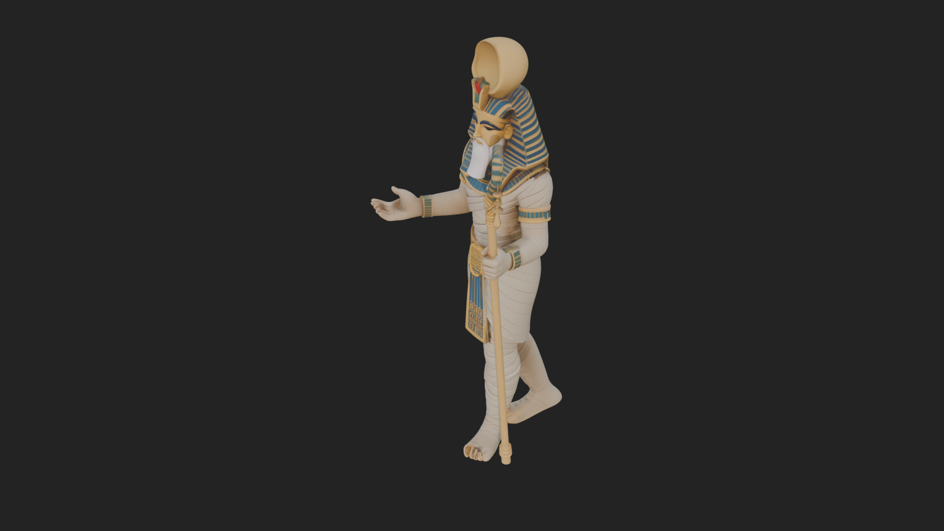 Egyptian Pharaoh Standing Statue Design 9 3D Print Model 3D Model