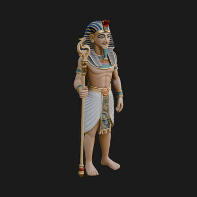 Egyptian Pharaoh Statue Design 3 3D Print Model
