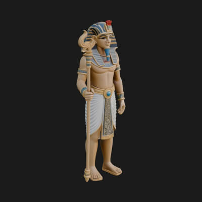 Egyptian Pharaoh Statue Design 4 3D Print Model