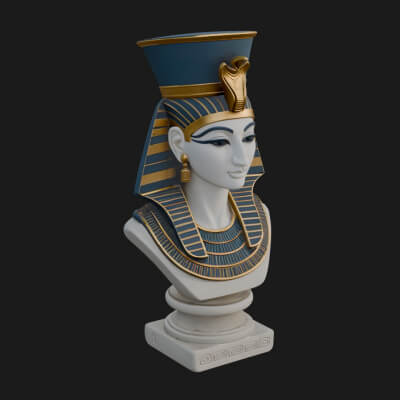 Egyptian Queen Bust Statue Design 1 3D Print Model