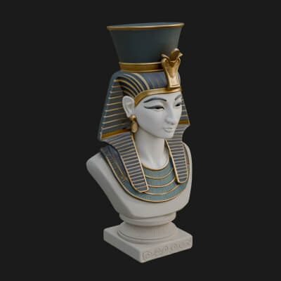 Egyptian Queen Bust Statue Design 4 3D Print Model