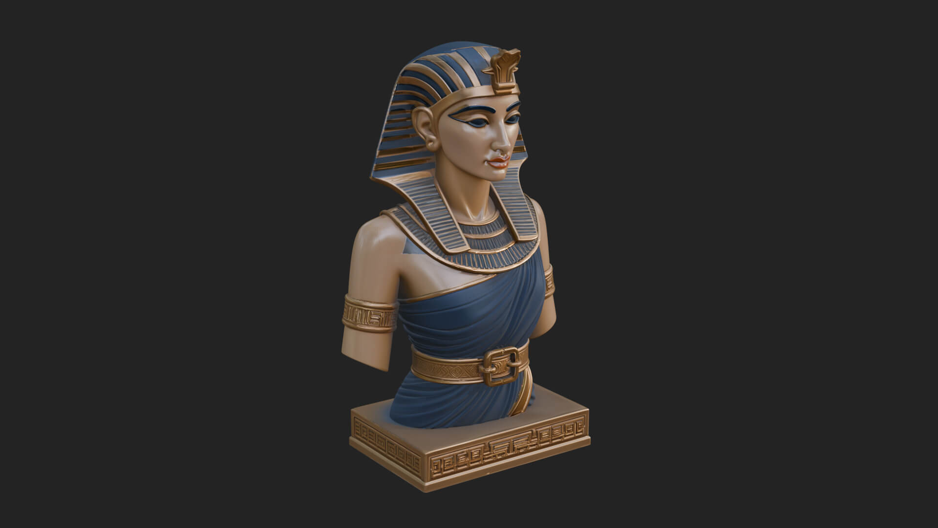 Egyptian Queen Bust Statue Design 5 3D Print Model 3D Model