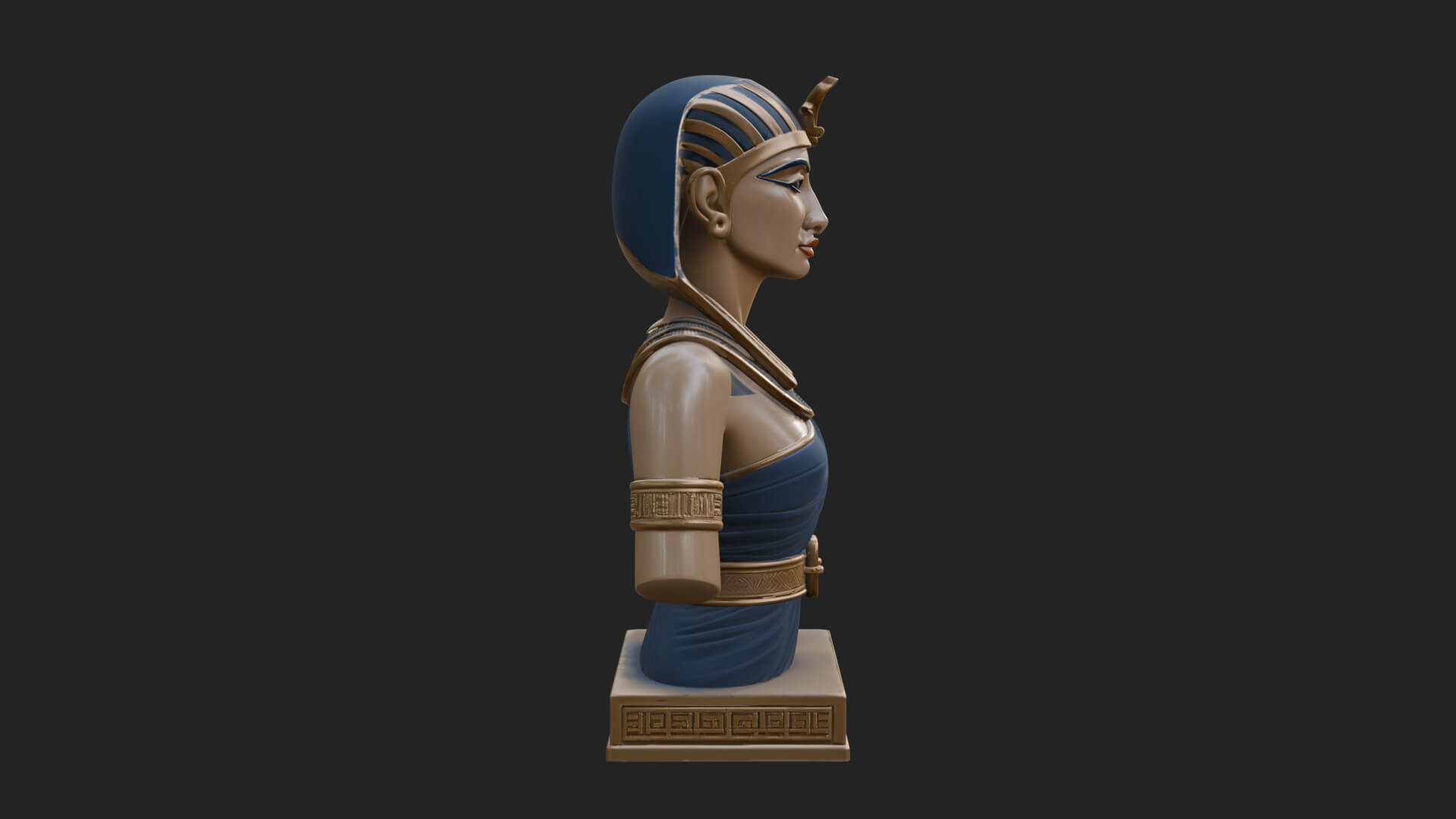 Egyptian Queen Bust Statue Design 5 3D Print Model 3D Model