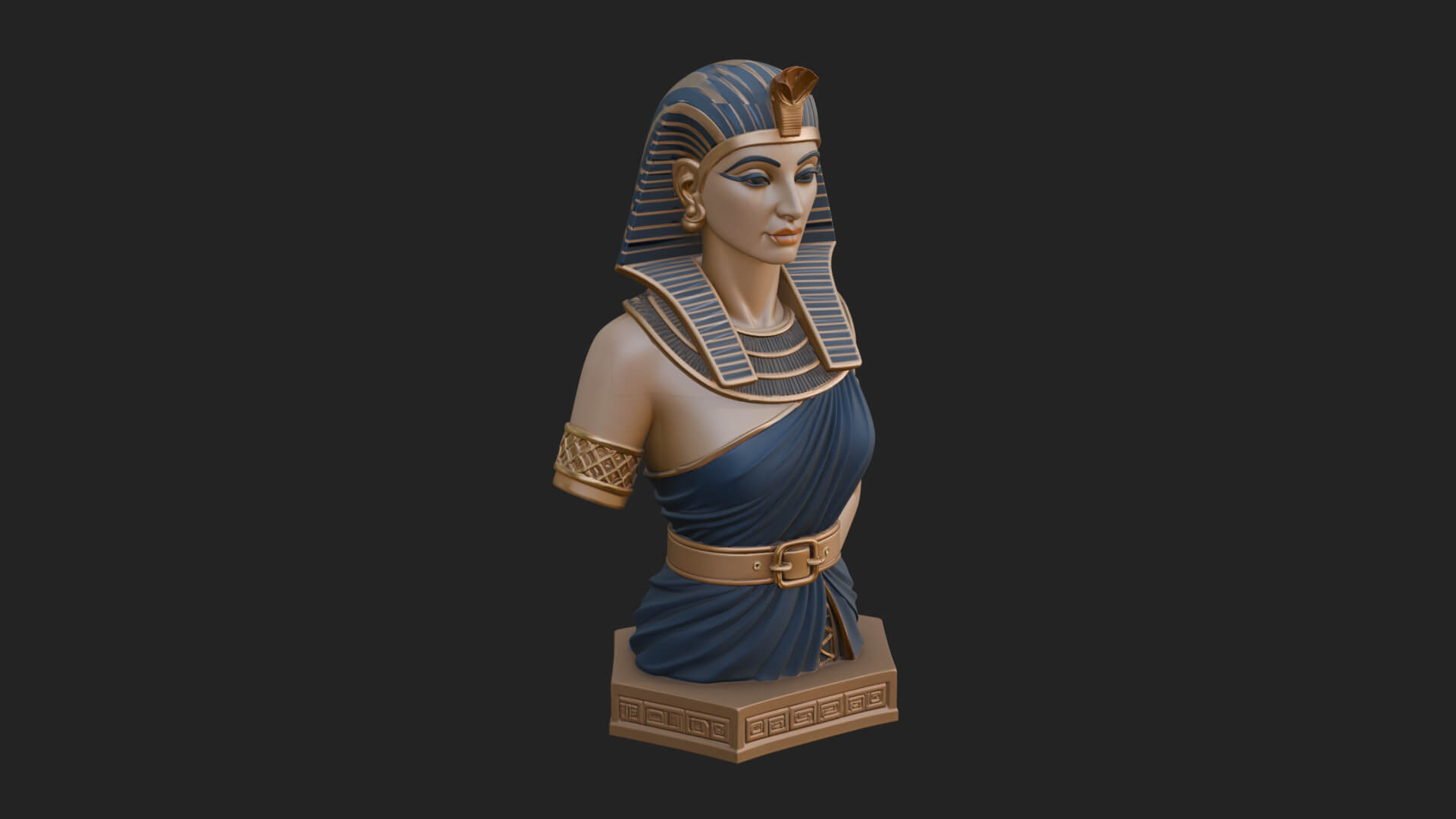 Egyptian Queen Bust Statue Design 6 3D Print Model 3D Model