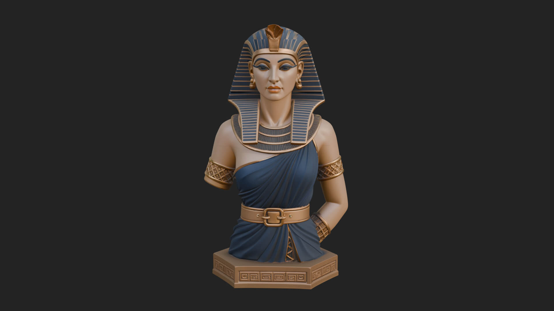 Egyptian Queen Bust Statue Design 6 3D Print Model 3D Model