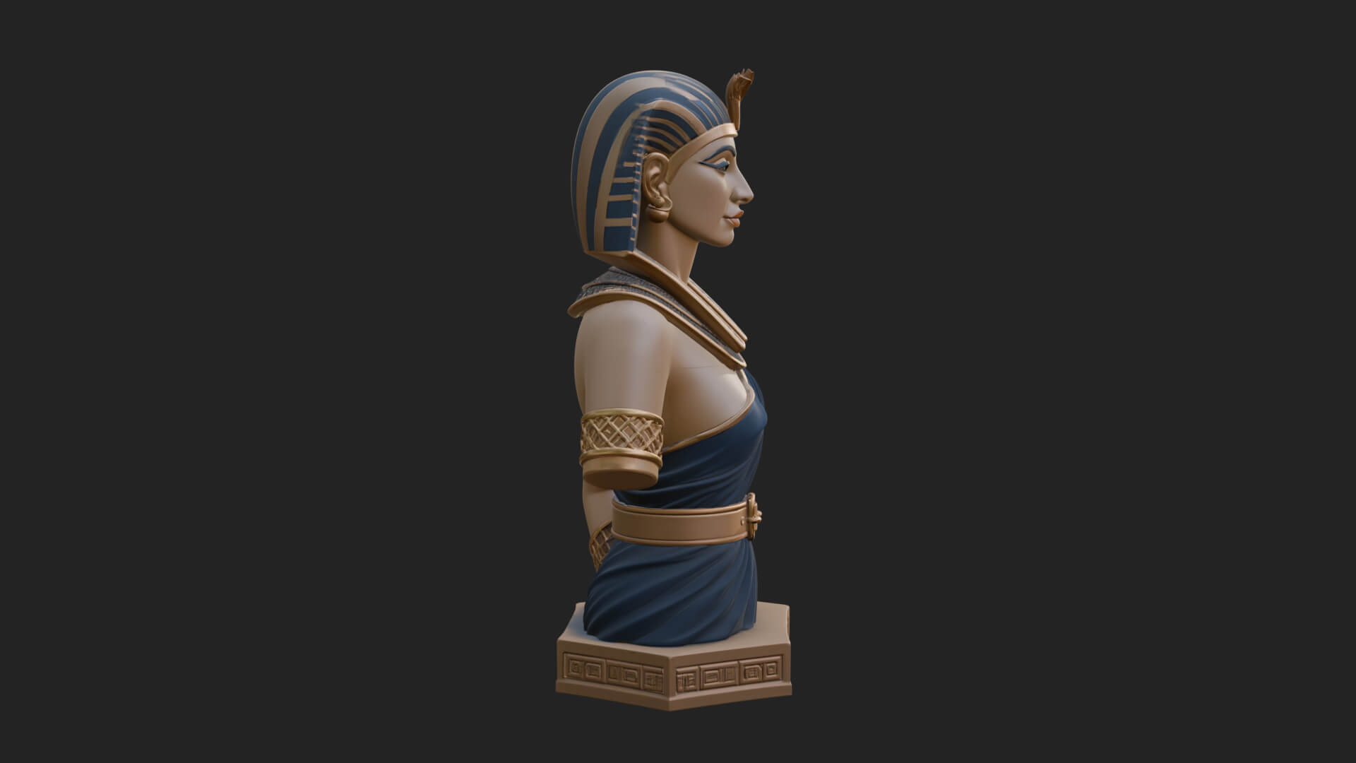 Egyptian Queen Bust Statue Design 6 3D Print Model 3D Model