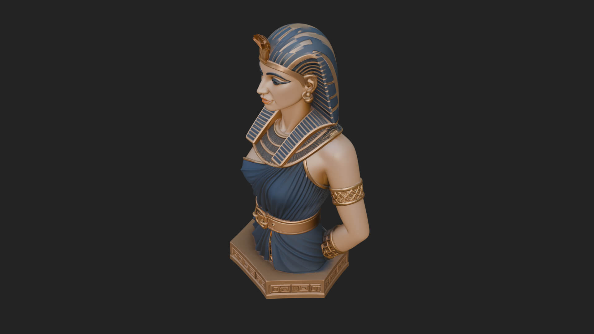 Egyptian Queen Bust Statue Design 6 3D Print Model 3D Model
