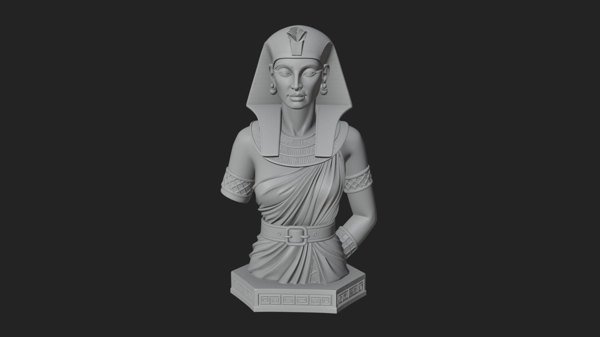 Egyptian Queen Bust Statue Design 6 3D Print Model 3D Model