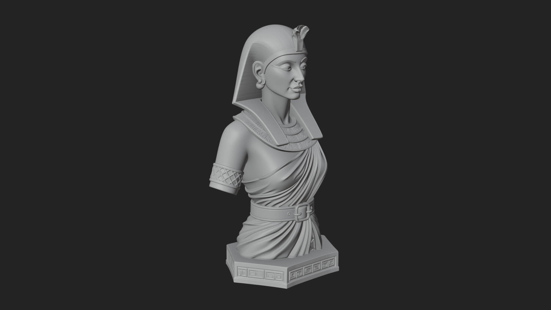 Egyptian Queen Bust Statue Design 6 3D Print Model 3D Model