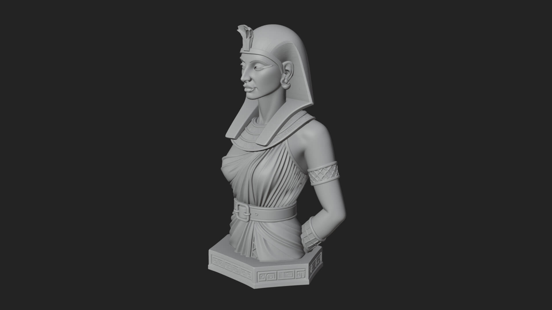 Egyptian Queen Bust Statue Design 6 3D Print Model 3D Model